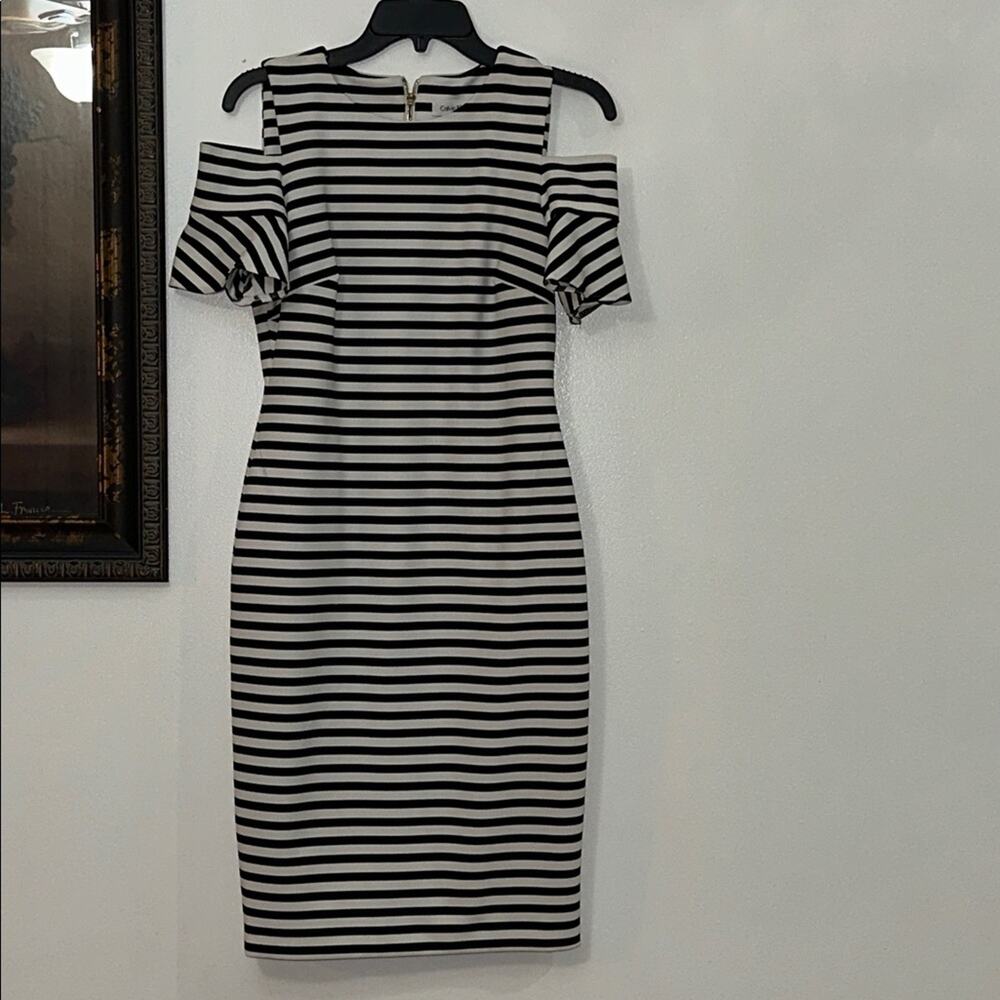 Calvin Klein Black and White Striped Dress - size 6